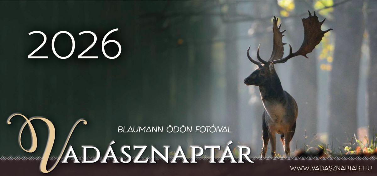 Vadásznaptár 2026 Blaumann Ödön fotóival asztali álló tartóval