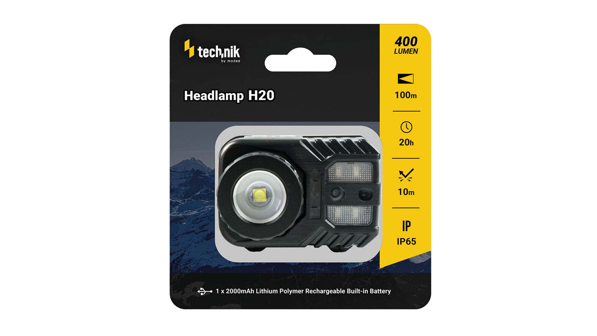 Technik Fejlámpa H20 + fókusz (akkumulátoros) XPG-2 LED + micro USB (400 lumen)