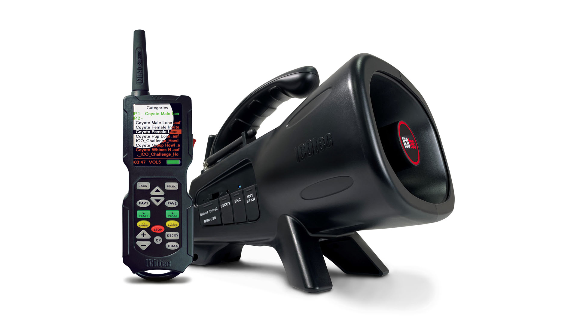 ICOtec Night Stalker+ Bluetooth elektromos vadhívó + 70 ragadozó(dúvadas) és 75 libázós hanggal